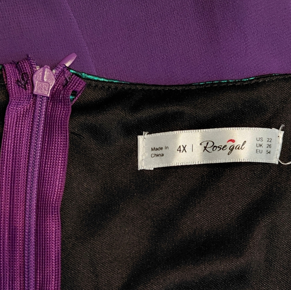 Rosegal Green Scale-Print Bodice with Purple High-Low Skirt Dress - Picture 8 of 11